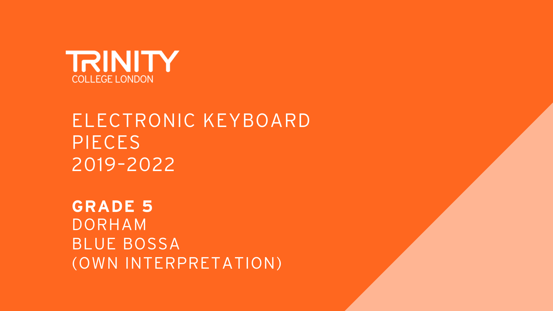 Electronic Keyboard resources from Trinity College London